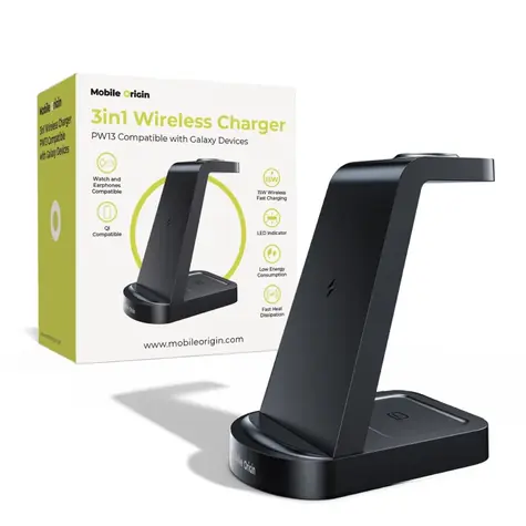 Mobile Origin 3in1 Wireless Charger PW13 Samsung Compatible černá / Bezdrátová nabíječka