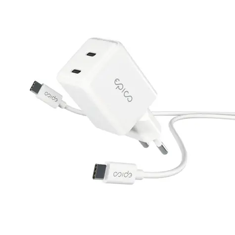 Epico UltraBoost EA35 GaN 35W bílá / Nabíječka s USB-C kabelem / 2x USB-C