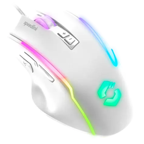 DECUS NX RGB bílá / herní myš / RGB / 12800 DPI / 6 tlačítek / USB-A / 1.8m