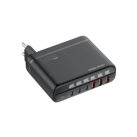 Mobile Origin GaN 140W Travel Carger Hub PW12 / Nabíječka / EU/UK/US / 3x USB-C + 3x USB-A