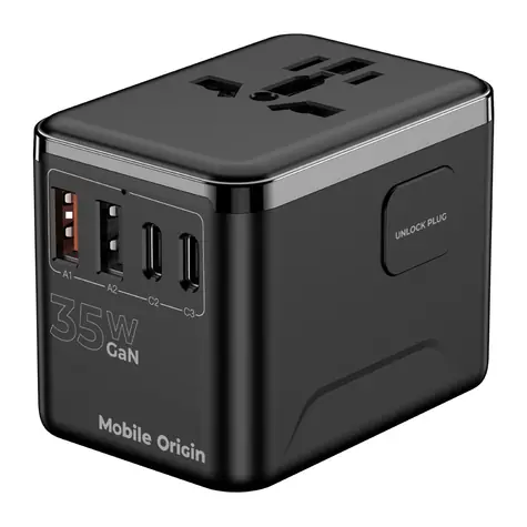 Mobile Origin GaN 35W Travel Adapter PW4 / Nabíječka / EU/UK/US/AUS / 3x USB-C + 2x USB-A 