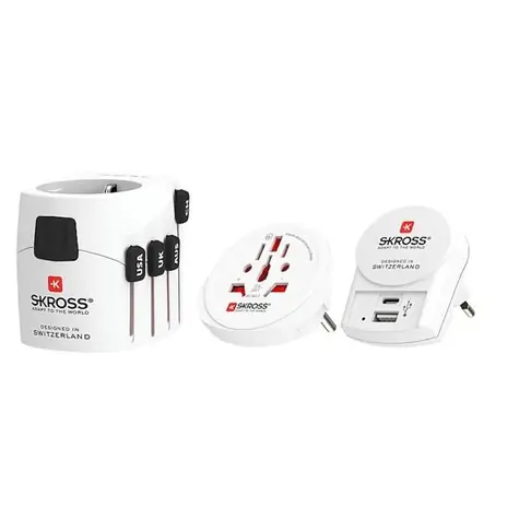 SKROSS cestovní adaptér PRO+ / univerzální & uzemněný / USB-A+C 30W PD