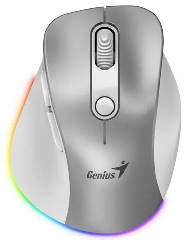 GENIUS Ergo 9000S Pro stříbrná / optická / 2400 dpi / bezdrátová / 6 tlačítek / RGB