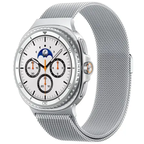 Spigen Metal Fit Řemínek milánský tah pro Samsung Galaxy Watch 8 46mm/44mm/40mm stříbrná
