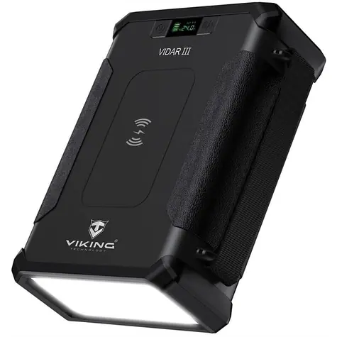 Viking VIDAR III outdoorová powerbanka černá / 96000 mAh / 2x DC / 2x USB-A + 1x USB-C + bezdrátové nabíjení / IP65