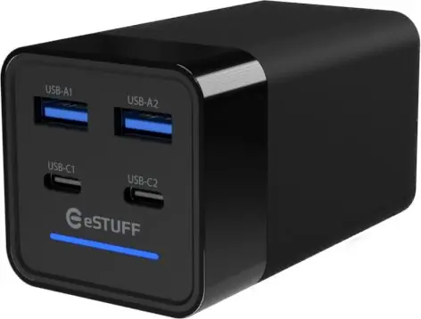 eSTUFF 120W 4-port PD GaN Multi Charger černá / Nabíječka / 2x USB-C / 2x USB-A