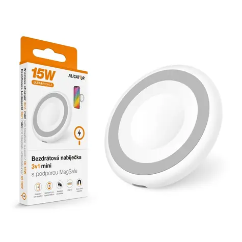 Aligator Bezdrátová nabíječka 3v1 mini 15W / bílá