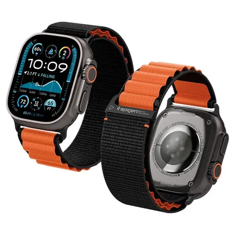 Spigen Fabric Band (hook) řemínek pro Apple Watch 49mm/46mm/45mm/44mm oranžová