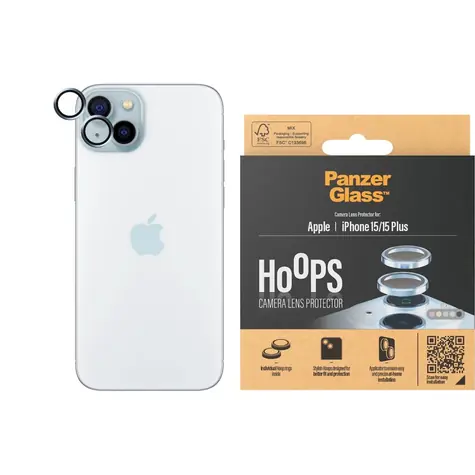 PanzerGlass HoOps Apple iPhone 15/15 Plus ochranné kroužky pro čočky fotoaparátu - modrý hliník