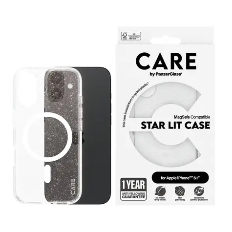 PanzerGlass CARE kryt Apple iPhone 16 Star Lit třpytivý/bílý MagSafe 