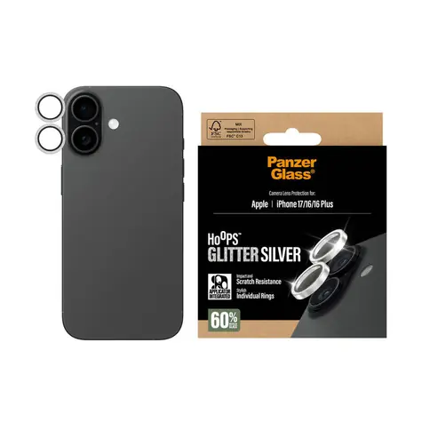 PanzerGlass Hoops Apple iPhone 17/16/16 Plus třpytivě stříbrné