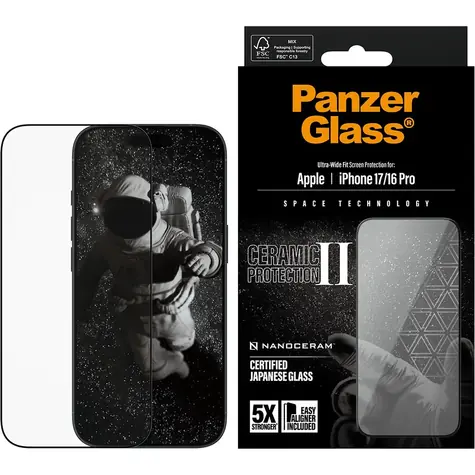 PanzerGlass Ceramic II Apple iPhone 17/16 Pro s instalačním rámečkem