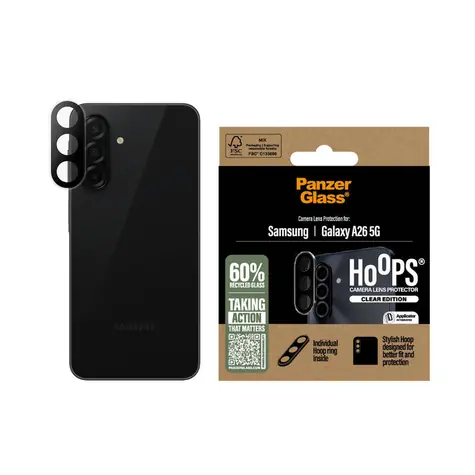 PanzerGlass Hoops Samsung Galaxy A26 5G čiré ochranné kroužky pro čočky fotoaparátu