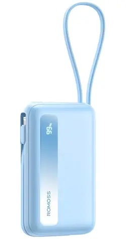 Romoss PPR10 10000mAh modrá / Powerbanka / USB-A & USB-C  + Lightning & USB-C kabel