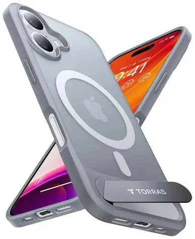 Torras Etui Pstand Series Ochranné pouzdro iPhone 16 Plus titanově šedá
