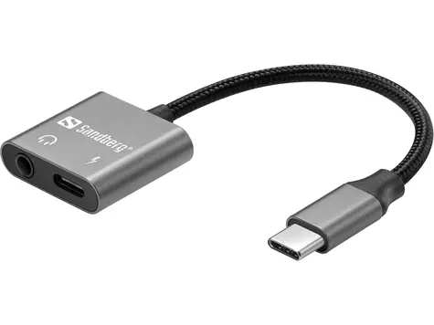 Sandberg USB-C Audio Adapter PD65W / adaptér USB-C na 3.5mm jack + USB-C 65W PD