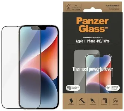 PanzerGlass Tvrzené sklo UWF Privacy AB s aplikátorom pro iPhone 16e/14/13 Pro/13 černá