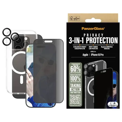 PanzerGlass 3-in-1 Privacy Protection Bundle iPhone 16 Pro