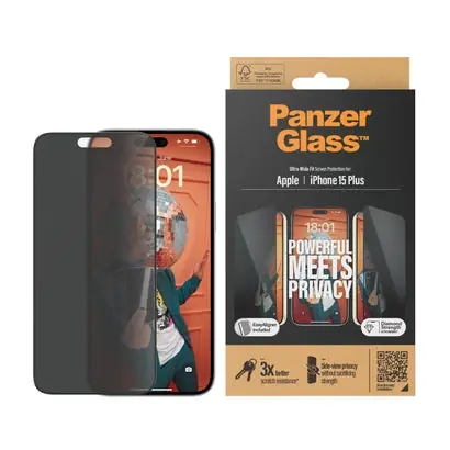 PanzerGlass Tvrzené sklo UWF Privacy s aplikátorom pro iPhone 15 Plus černá