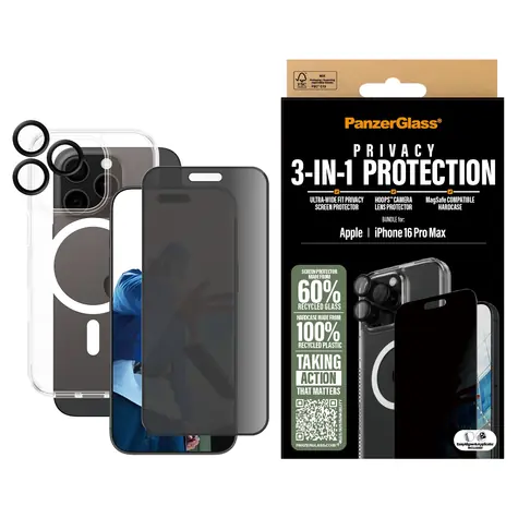 PanzerGlass 3-in-1 Privacy Protection Bundle iP 16 Pro Max
