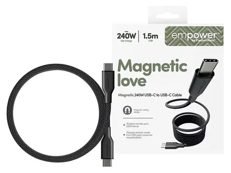 PanzerGlass empower Magnetic 240W USB-C to USB-C 1.5m černá