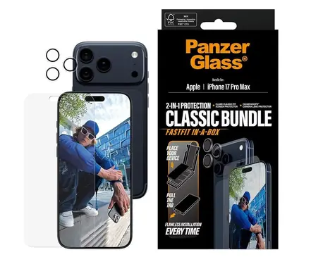 PanzerGlass Screen Protector iPhone 17 Pro Max 2in1 (Classic Fit+Hoops)