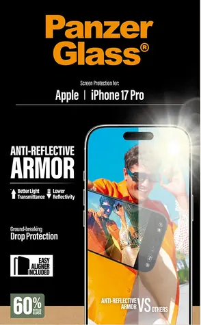 PanzerGlass Armor Anti-Reflective EasyAligner Tvrzené sklo pro iPhone 17 Pro