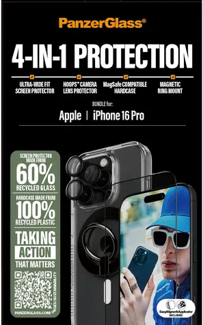 PanzerGlass Bundle Hoops + Tvrzené sklo UWF + Hard Case + Magnetic Ring Mount pro iPhone 16 Pro