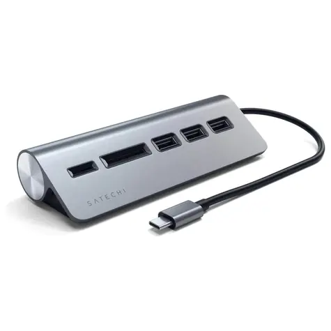Satechi USB-C Hub & Card Reader šedá / hliník