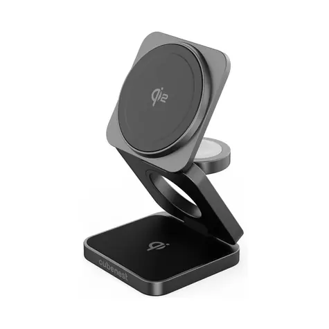 Cubenest Qi2 3in1 Magnetic Wireless charger SQ312 Fold Pro černá / 3v1 Qi2 Skládací bezdrátová magnetická nabíječka