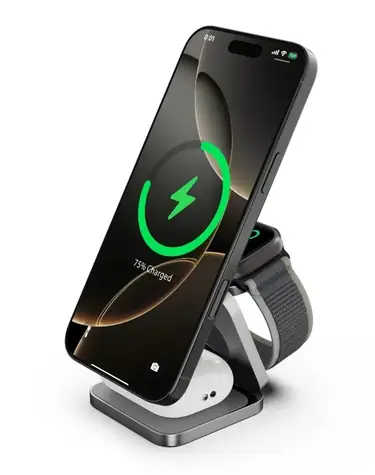 Cubenest Qi2.2 3in1 Magnetic Wireless charger SQ312 Ultra šedá / 3v1 Qi2.2 Skládací bezdrátová magnetická nabíječka
