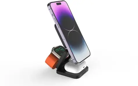 Cubenest Qi2 3in1 Magnetic Wireless charger EQ310 Fold šedá / 3v1 Qi2 Skládací bezdrátová magnetická nabíječka