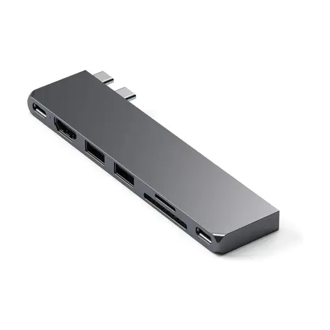 Satechi Pro Hub Slim šedá / USB 4 / HDMI / 2x USB-A / microSD / SD / USB-C