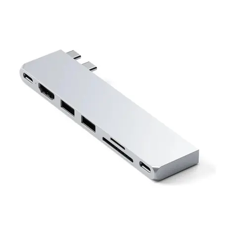 Satechi Pro Hub Slim stříbrná / USB 4 / HDMI / 2x USB-A / microSD / SD / USB-C