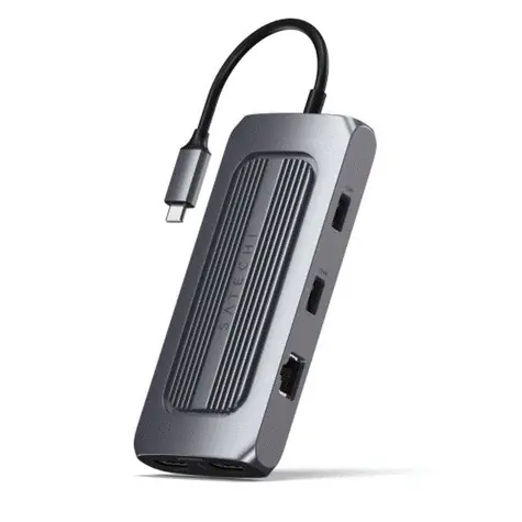 Satechi USB-C Multiport MX šedá / adaptér / 2x USB-C / 2x USB-A / 2x HDMI / microSD / SD / Ethernet / 3.5mm jack / PD 10
