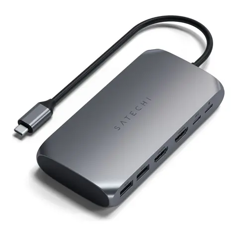 Satechi USB-C Multimedia M1 šedá / adaptér / 2X USB-C / 2x USB-A / 2x HDMI / PD 85 W