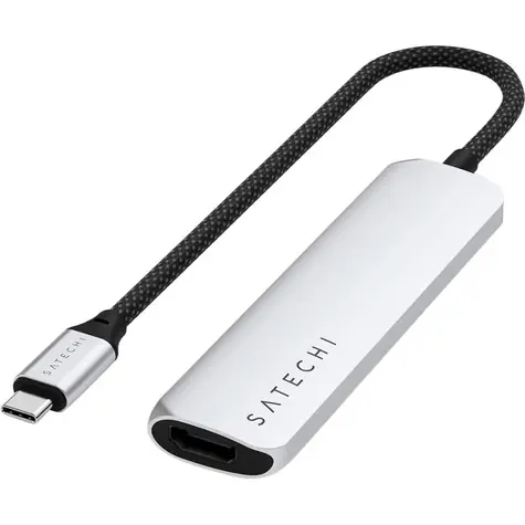 Satechi 4in1 USB-C Slim Multiport stříbrná / adaptér / USB-C / HDMI / 2x USB-A / PD 100 W
