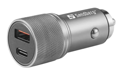 Sandberg Car Charger 48W šedá / nabíječka do auta / 1x USB-A + 1x USB-C