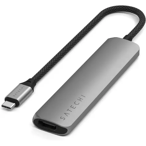 Satechi 6in1 USB-C Slim Multiport šedá / adaptér / USB-C / 2x USB-A / HDMI / microSD / SD / PD 100 W
