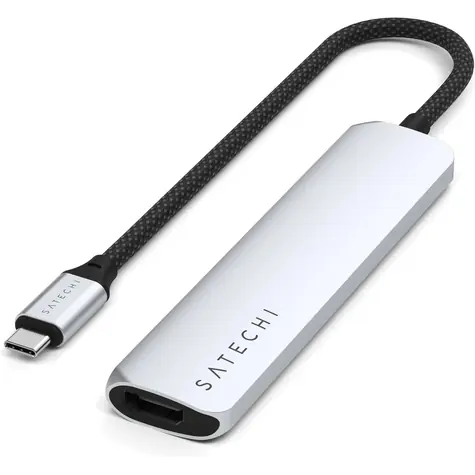 Satechi 6in1 USB-C Slim Multiport stříbrná / adaptér / USB-C / 2x USB-A / HDMI / microSD / SD / PD 100 W