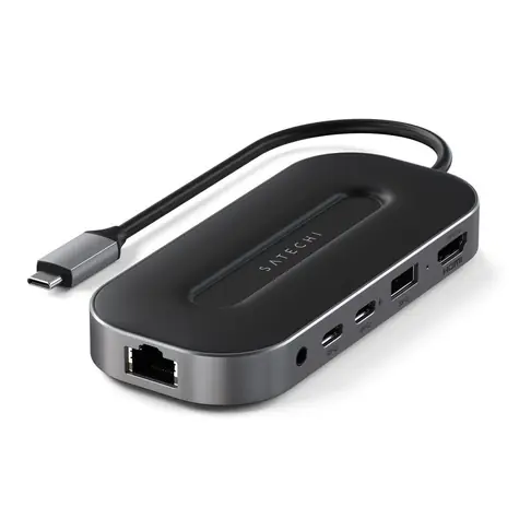 Satechi USB-4 Multiport šedá / adaptér / 2x USB-C / USB-A / RJ45 / HDMI / 3.5mm jack / PD 