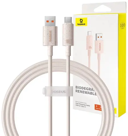 Baseus P10360203421-00 Rychlonabíjecí kabel 1m růžová / USB-C (M) - USB-A (M) / 100W