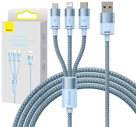 Baseus StarSpeed Kabel USB 3v1 USB-A na USB-C + microUSB + Lightning 1.2 m modrá