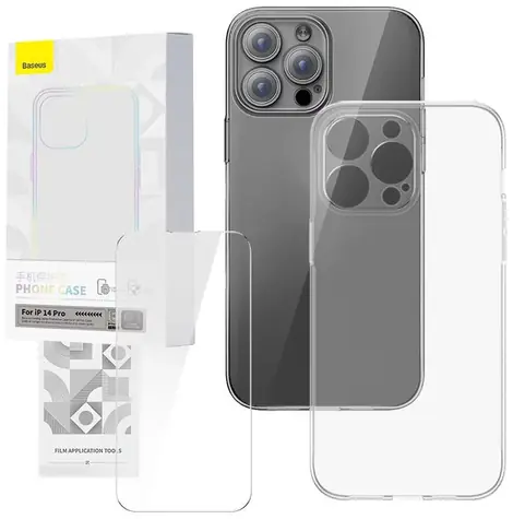 Baseus Corning Průhledný kryt + tvrzené sklo pro Apple iPhone 14 Pro