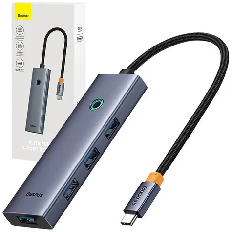 Baseus UltraJoy Rozbočovač 4v1 USB-C na 4xUSB 3.0 šedá