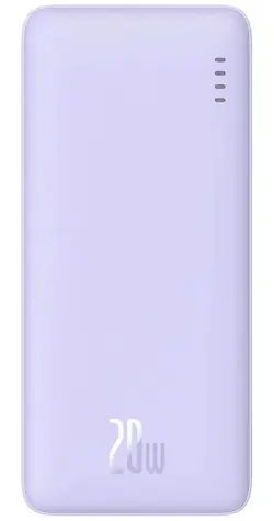 Baseus P10022801513-00 Airpow 10000mAh 20W fialová / Powerbanka / 1x USB-A + 1x USB-C + 1x microUSB