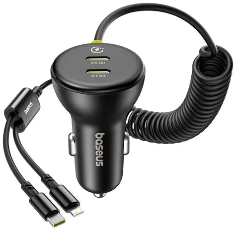 Baseus C00035902121-00 nabíječka do auta černá / USB-C + kabel Lightning / 60W