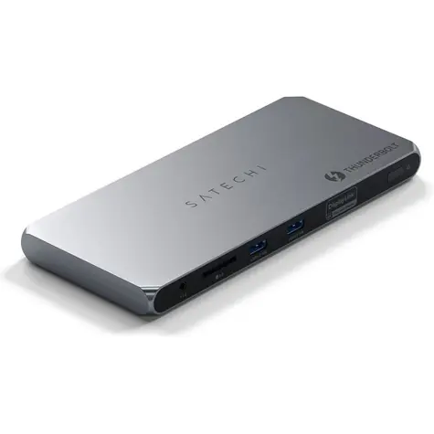 Satechi Thunderbolt 4 Dock šedá / 3x USB-C / 2x USB-A / 2x HDMI / RJ45 / 3.5mm jack / SD / DC