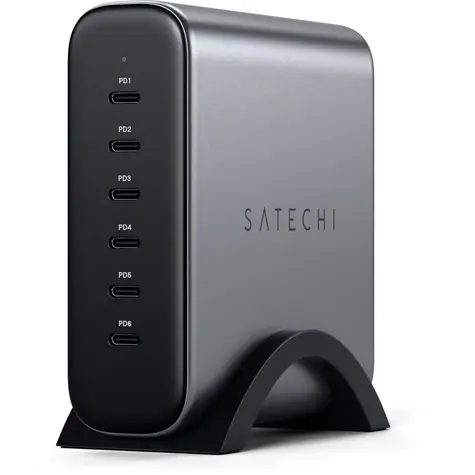 Satechi 200W USB-C GaN Charger šedá / nabíjecí adaptér / 6x USB-C / PD