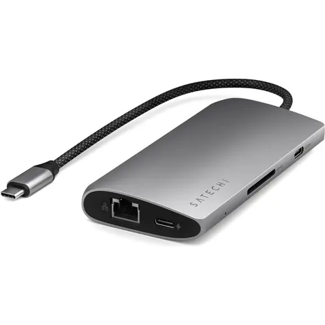 Satechi USB-C Multiport 8K šedá / adaptér / 5x USB-C / HDMI / SD / RJ45 / PD 100W